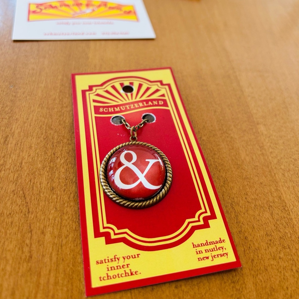 Schmutzerland Red Ampersand Pendant necklace NWT